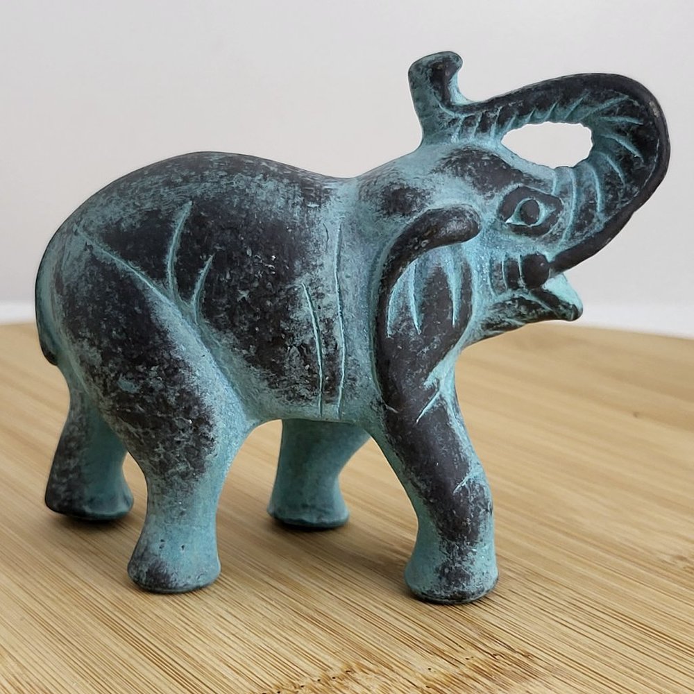 Metal Elephant Figurine by PG - Made in Taiwan